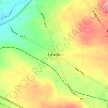 Topografische Karte Ballyrobert, Höhe, Relief