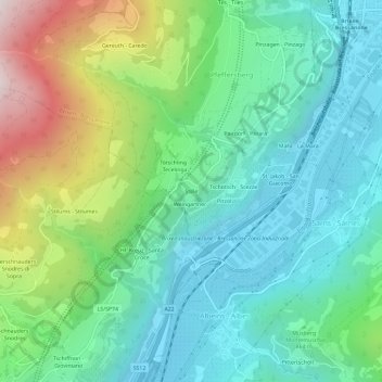 Topografische Karte Stille, Höhe, Relief