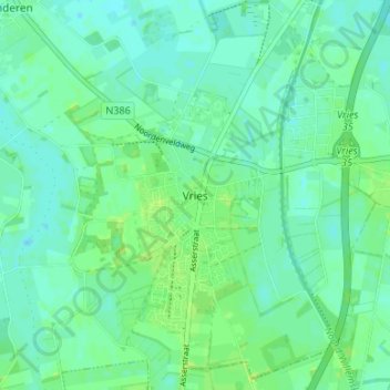 Topografische Karte Vries, Höhe, Relief
