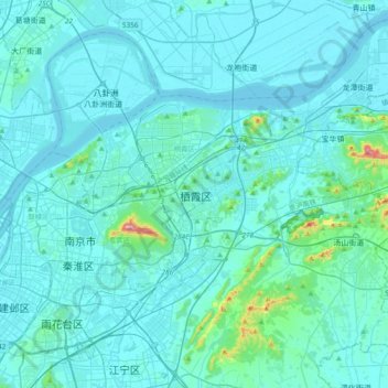 Topografische Karte 栖霞区, Höhe, Relief