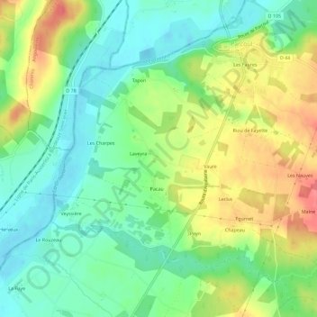 Topografische Karte Pommier, Höhe, Relief