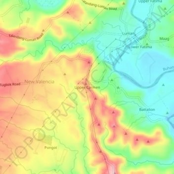 Topografische Karte Upper Carmen, Höhe, Relief