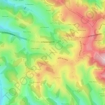 Topografische Karte La Doua, Höhe, Relief