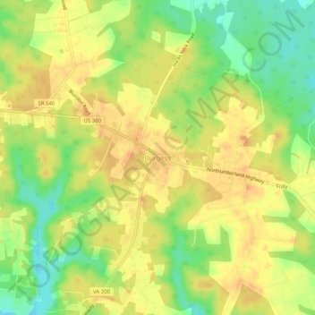 Topografische Karte Burgess, Höhe, Relief