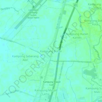 Topografische Karte Kampung Bohor, Höhe, Relief