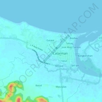 Topografische Karte Kapipian, Höhe, Relief