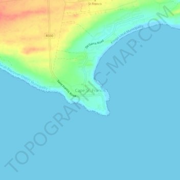 Topografische Karte Cape St. Francis, Höhe, Relief