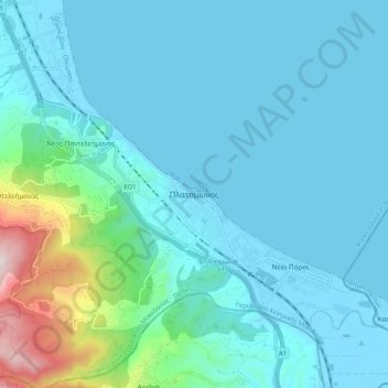 Topografische Karte Platamonas, Höhe, Relief