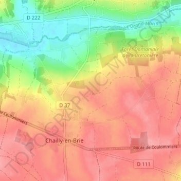 Topografische Karte Salerne, Höhe, Relief