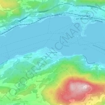 Topografische Karte Unterdellach, Höhe, Relief