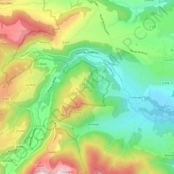 Topografische Karte Jonas, Höhe, Relief