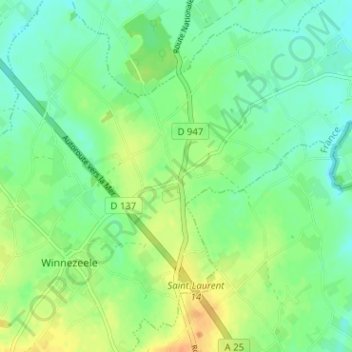 Topografische Karte Droogland, Höhe, Relief