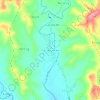 Topografische Karte Camangahan, Höhe, Relief