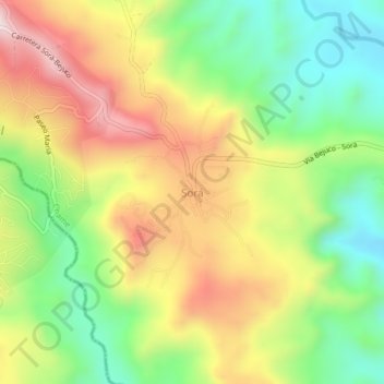 Topografische Karte Sorá, Höhe, Relief