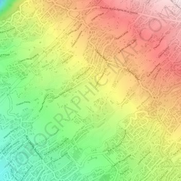 Topografische Karte Trois Mares, Höhe, Relief