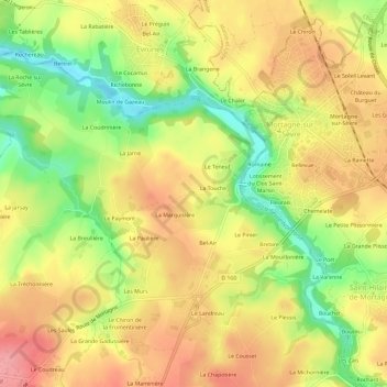 Topografische Karte Le Bignon, Höhe, Relief