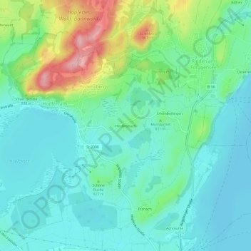Topografische Karte Heidelsbuch, Höhe, Relief
