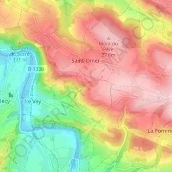 Topografische Karte La Commune, Höhe, Relief