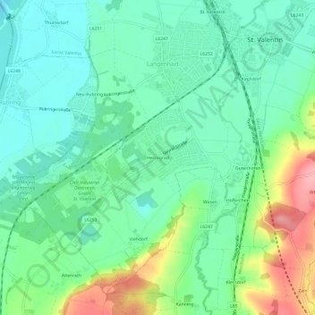 Topografische Karte Herzograd, Höhe, Relief