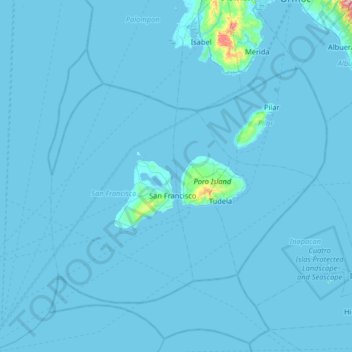 Topografische Karte Camotes Islands, Höhe, Relief