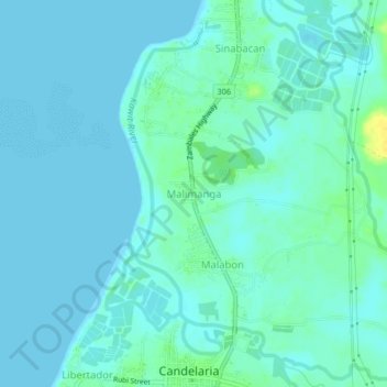 Topografische Karte Malimanga, Höhe, Relief