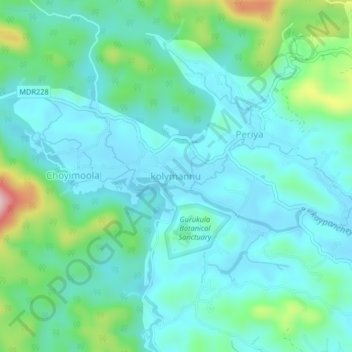 Topografische Karte kolymannu, Höhe, Relief