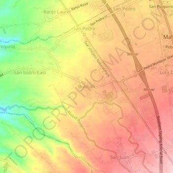 Topografische Karte Bulihan, Höhe, Relief