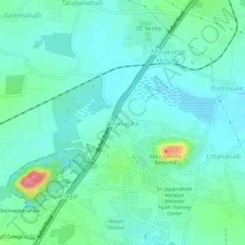 Topografische Karte Chikkajala, Höhe, Relief