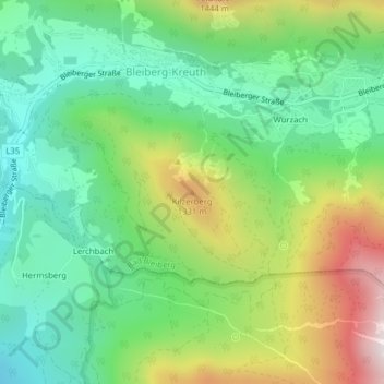 Topografische Karte Kilzerberg, Höhe, Relief