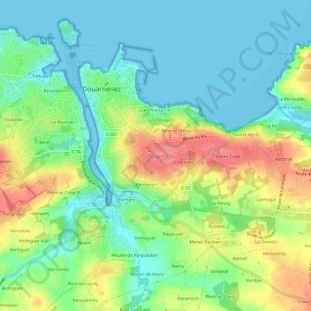 Topografische Karte Ploaré, Höhe, Relief
