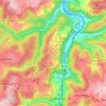 Topografische Karte Bühren, Höhe, Relief