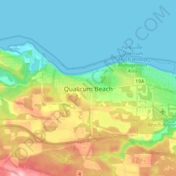 Topografische Karte Qualicum Beach, Höhe, Relief