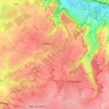 Topografische Karte IJzeren, Höhe, Relief