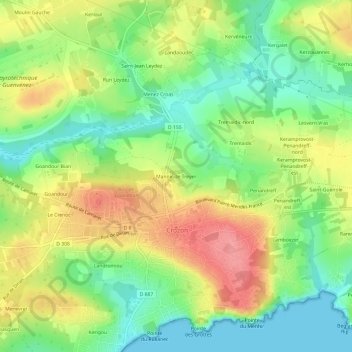 Topografische Karte Manoir de Treyer, Höhe, Relief