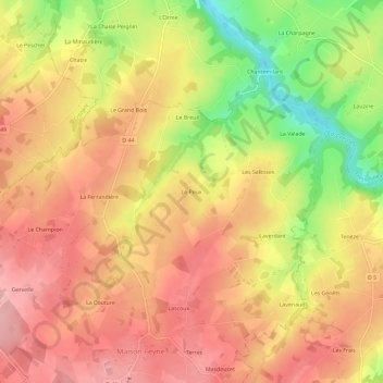 Topografische Karte Le Peux, Höhe, Relief