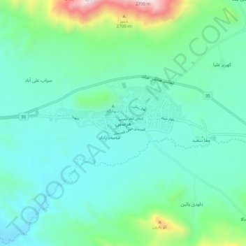 Topografische Karte هرسین, Höhe, Relief