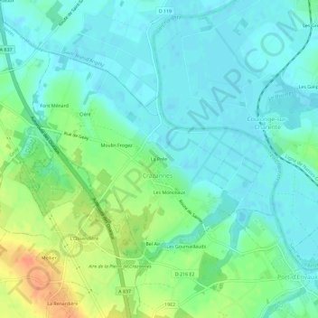 Topografische Karte La Prée, Höhe, Relief