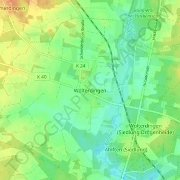 Topografische Karte Wolterdingen, Höhe, Relief