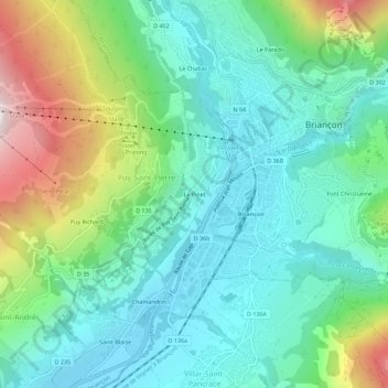Topografische Karte Le Pinet, Höhe, Relief