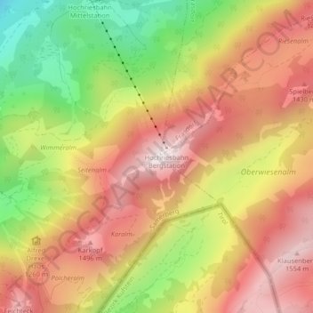 Topografische Karte Hochries, Höhe, Relief