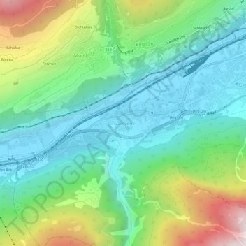 Topografische Karte Gamsen, Höhe, Relief