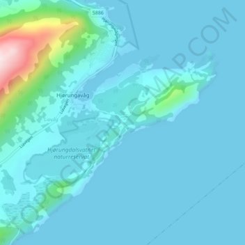 Topografische Karte Korshamn, Höhe, Relief