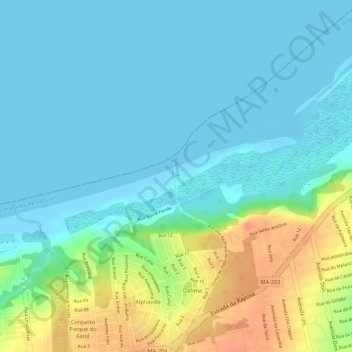Topografische Karte Praia_do_Olho_de_Porco, Höhe, Relief