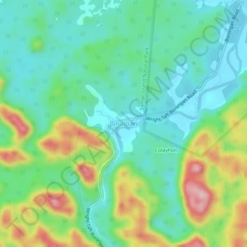 Topografische Karte Binaloan, Höhe, Relief