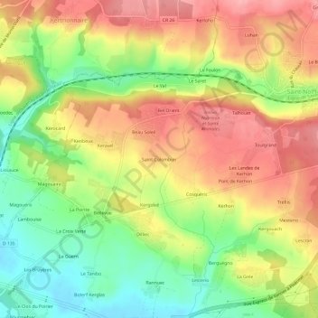 Topografische Karte Saint-Colombier, Höhe, Relief