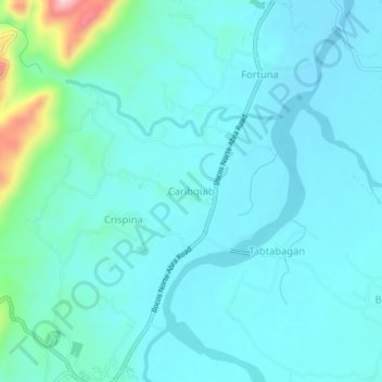 Topografische Karte Caribquib, Höhe, Relief