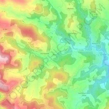Topografische Karte Riou, Höhe, Relief