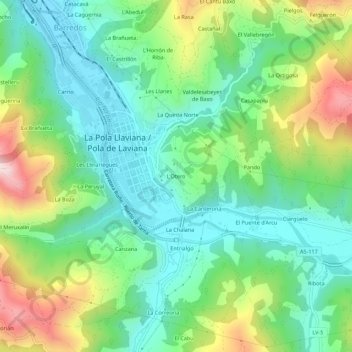 Topografische Karte L'Otero, Höhe, Relief