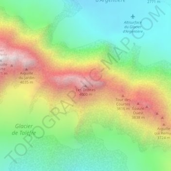 Topografische Karte Les Droites, Höhe, Relief