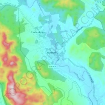 Topografische Karte Thong Pha Phum, Höhe, Relief